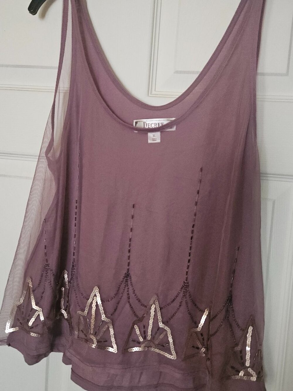 Sheer sequin tank top